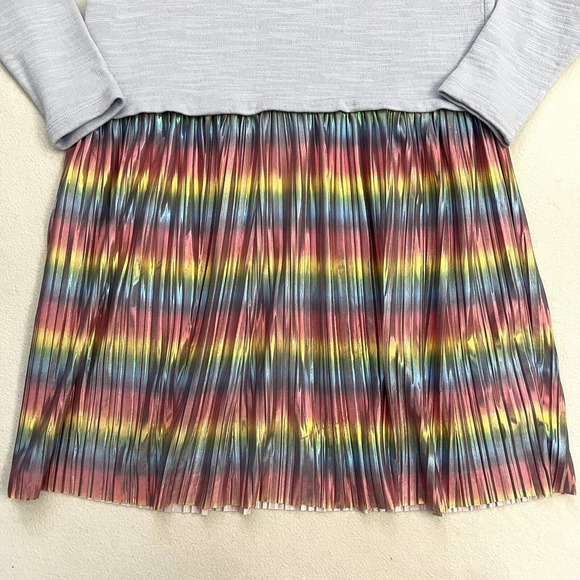 NWT J. Crew Crewcuts Girl Blue Knit Long Sleeve Metallic Rainbow Dress AP973 16 - Picture 2 of 8